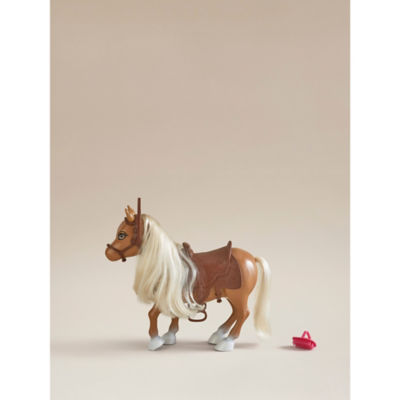 Hapello brown styling pony toy horse with saddle, UK version