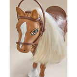 Hapello brown styling pony toy horse with saddle, UK version