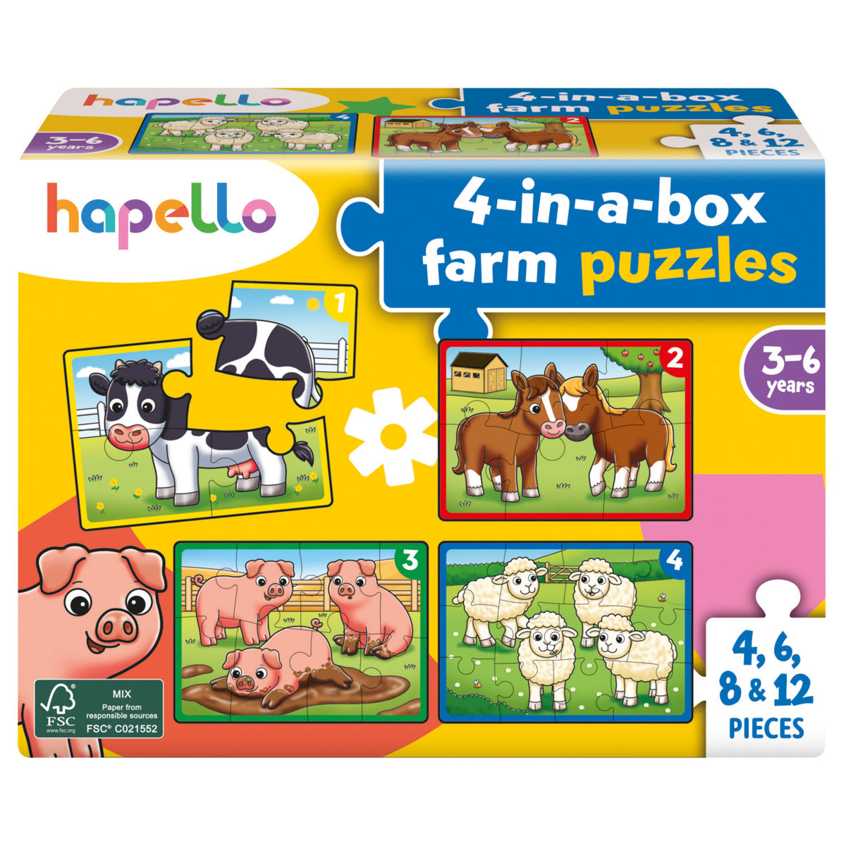 Hapello 4 in a box farm puzzles for kids - (British brand)