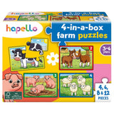Hapello 4 in a box farm puzzles for kids - (British brand)