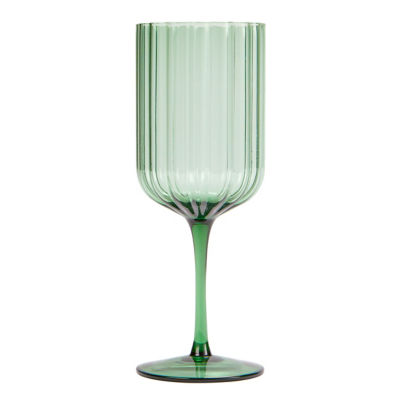 George Home green scallop wine glass 24cm, imported from the UK
