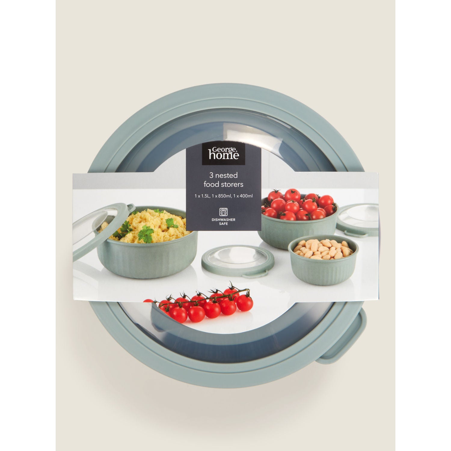 George Home nested food storers set of 3 sizes 400ml to 1.5L, UK version