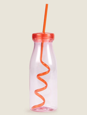 George Home pink milk bottle with straw 540ml - British product