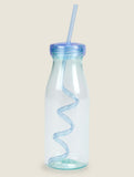 George Home blue milk bottle with straw 540ml (British brand)