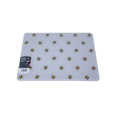 George Home worktop saver yellow and white glass bees 40x30cm (British brand)
