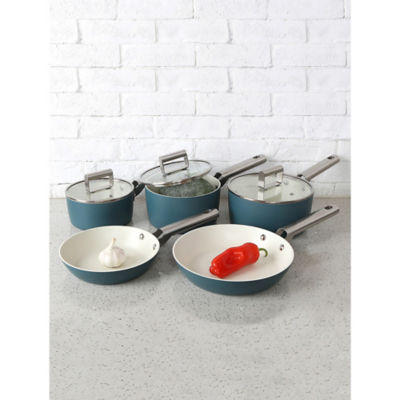 George Home teal retro non-stick pan set of 5 (British brand)