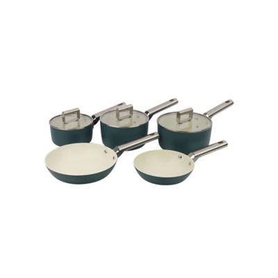 George Home teal retro non-stick pan set of 5 (British brand)