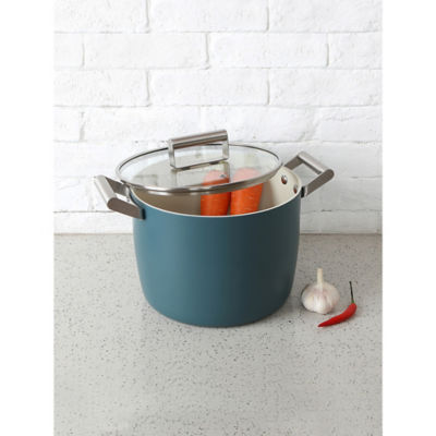 George Home teal retro lidded stock pot 24cm - British product