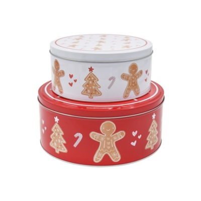 George Home gingerbread red white cake tins set of 2, UK version