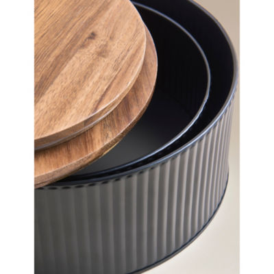 George Home 2-piece black rib cake tin set, UK version