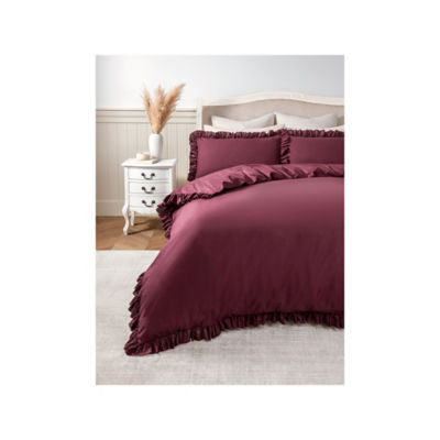 Stacey Solomon wine frill duvet set super king, imported from the UK