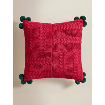 George Home red textured tassel trim cushion 45x45cm, UK version