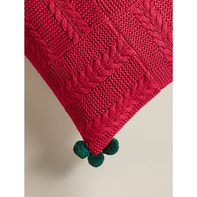 George Home red textured tassel trim cushion 45x45cm, UK version
