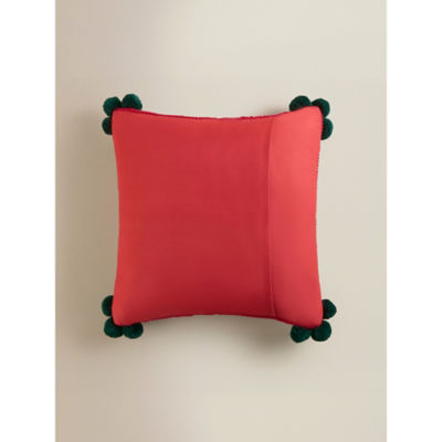 George Home red textured tassel trim cushion 45x45cm, UK version