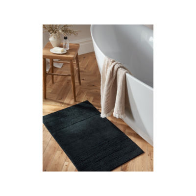 Stacey Solomon black cut and loop stripe bath mat (British brand)