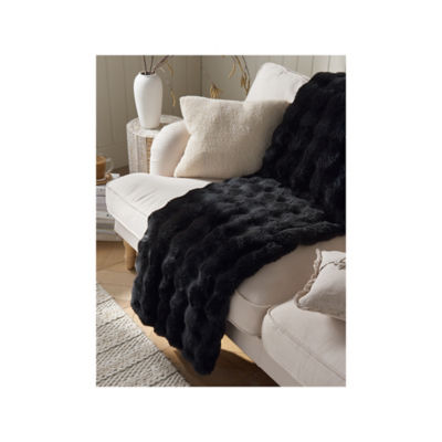 Stacey Solomon black plain throw 120x150cm, imported from the UK