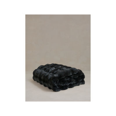 Stacey Solomon black plain throw 120x150cm, imported from the UK