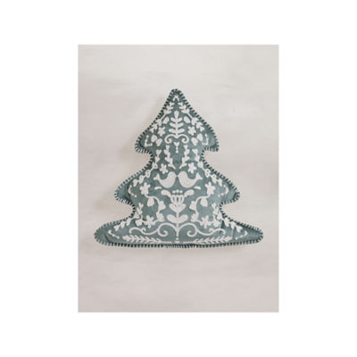 Stacey Solomon green embroidered tree-shaped cushion, UK version