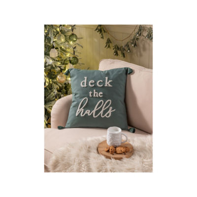 Stacey Solomon green Deck the Halls cushion 45x45 cm, imported from the UK