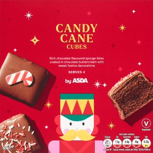 ASDA Candy Cane Cubes chocolate sponge 159g, UK version