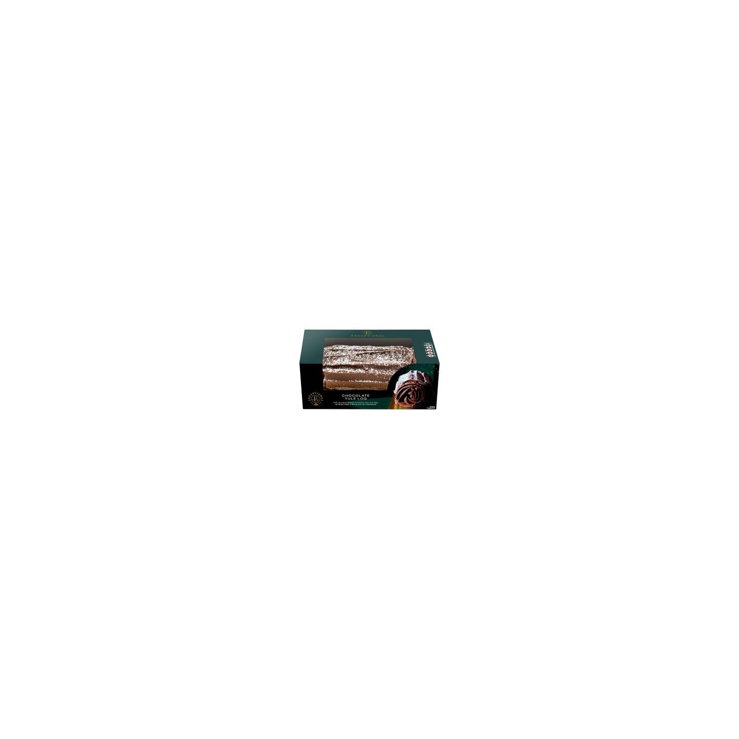ASDA Chocolate Yule Log decorated with sweet dusting (British brand)