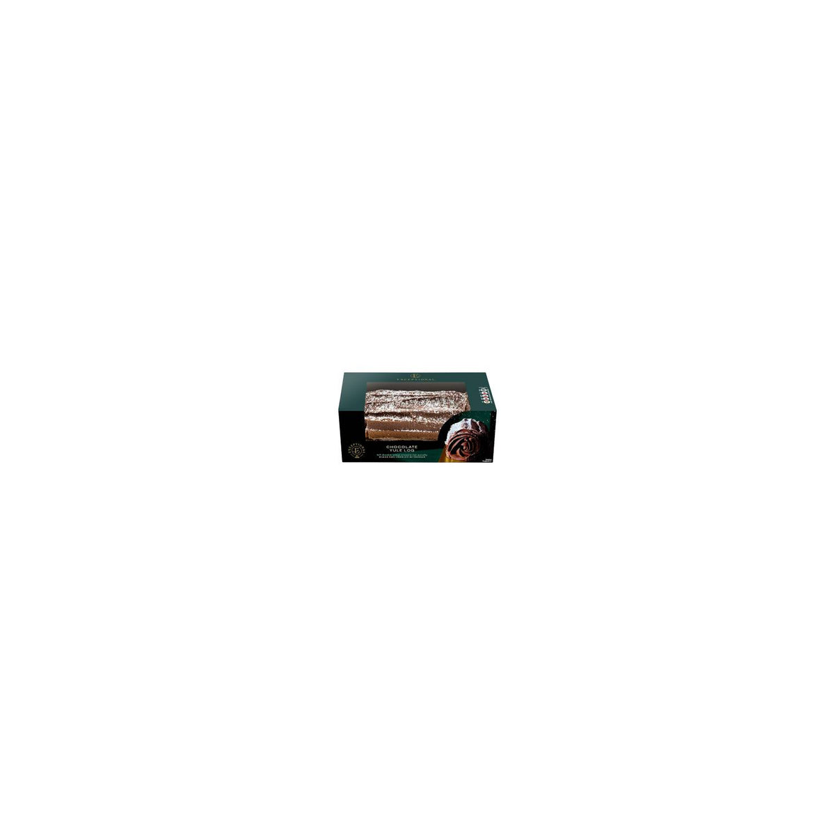 ASDA Chocolate Yule Log decorated with sweet dusting (British brand)