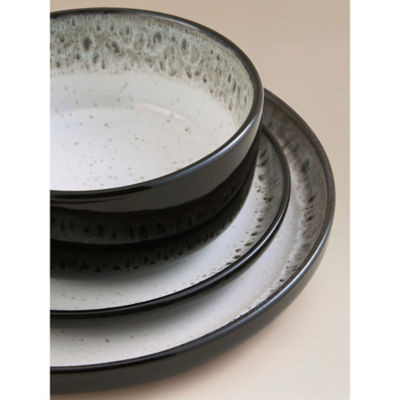 George Home black reactive glaze dinner set 12 piece, UK version