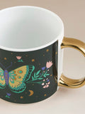 George Home green butterfly metallic mug - British product