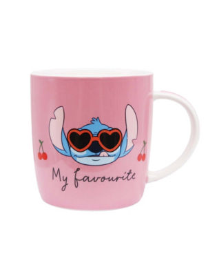 George Home Stitch pink stoneware mug, UK version