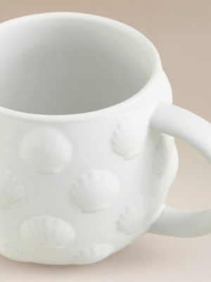 George Home shell embossed earthenware white mug (British brand)