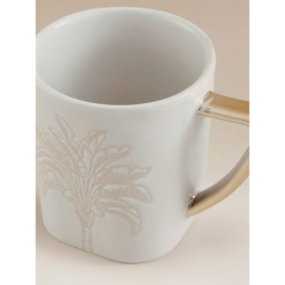 George Home white palm tree wax resist mug, UK version