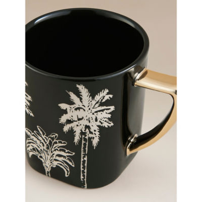 George Home black wax resist palm tree mug, imported from the UK
