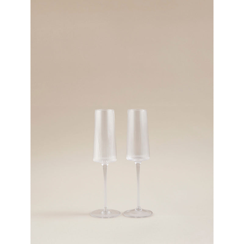 George Home clear ribbed champagne flute glass, UK version
