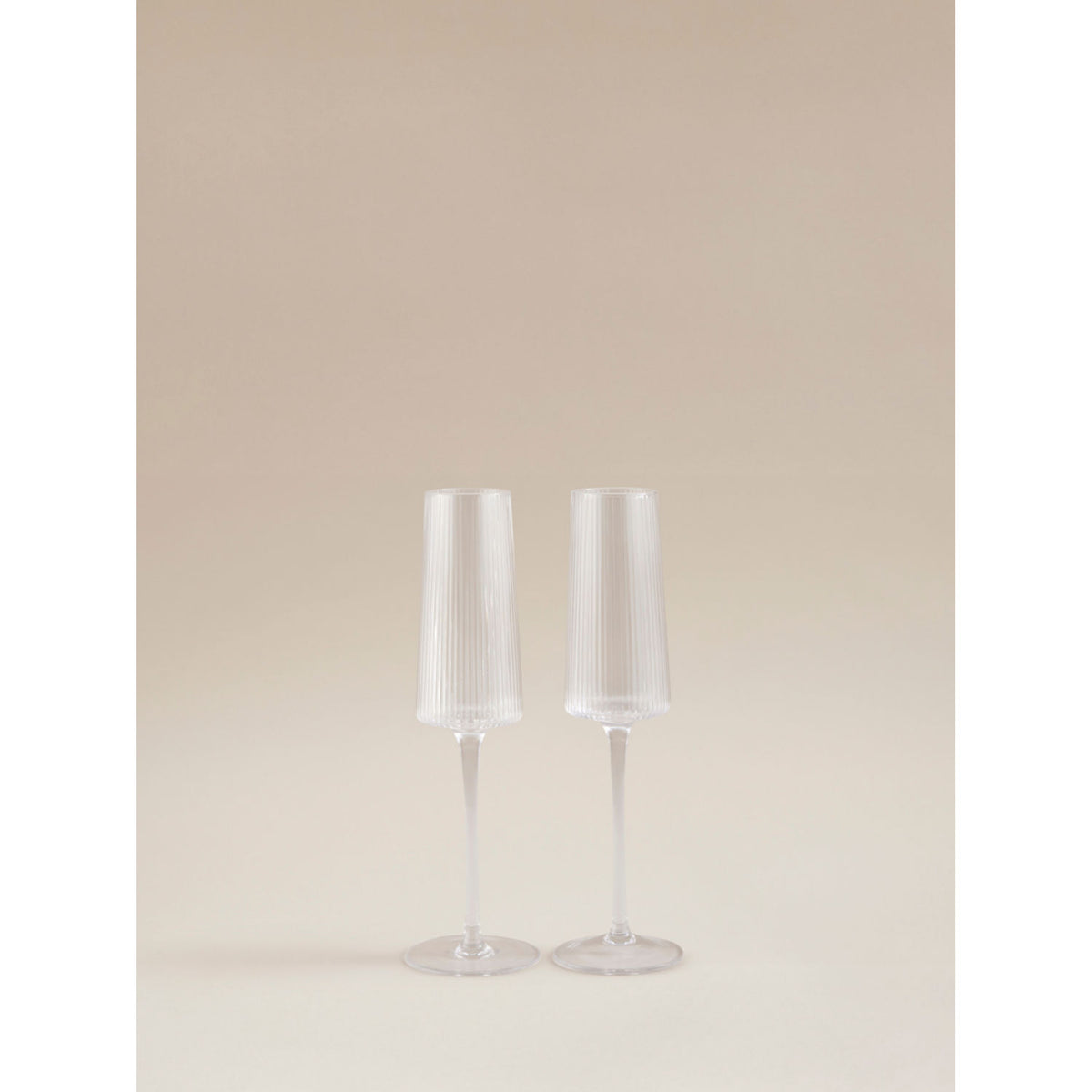 George Home clear ribbed champagne flute glass, UK version