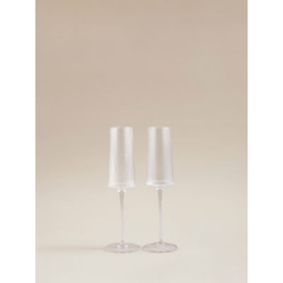 George Home clear ribbed champagne flute glass, UK version
