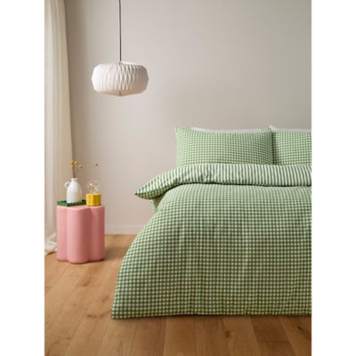 George Home gingham seersucker reversible duvet set king (British brand)