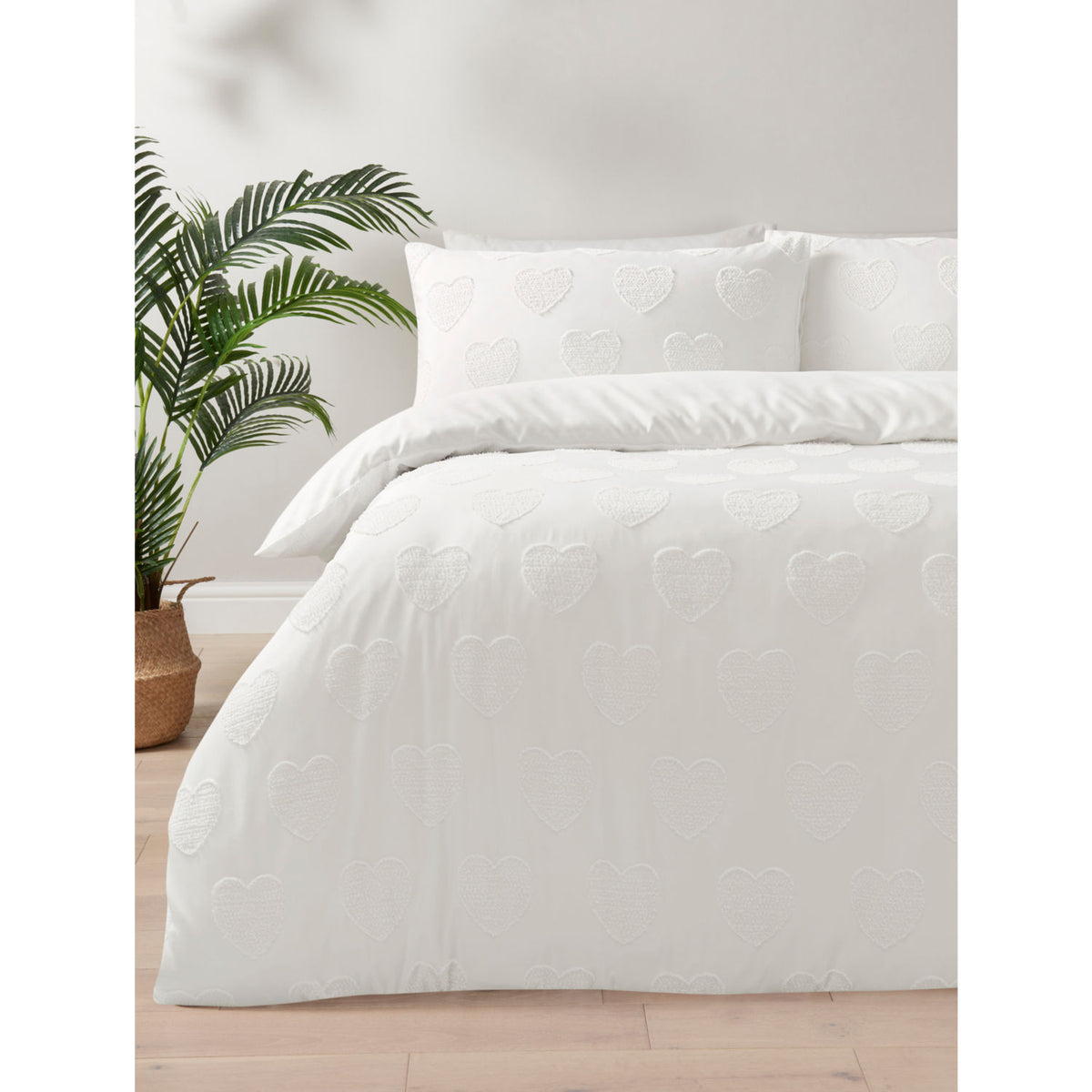 White heart tufted microfiber duvet set single (British brand)