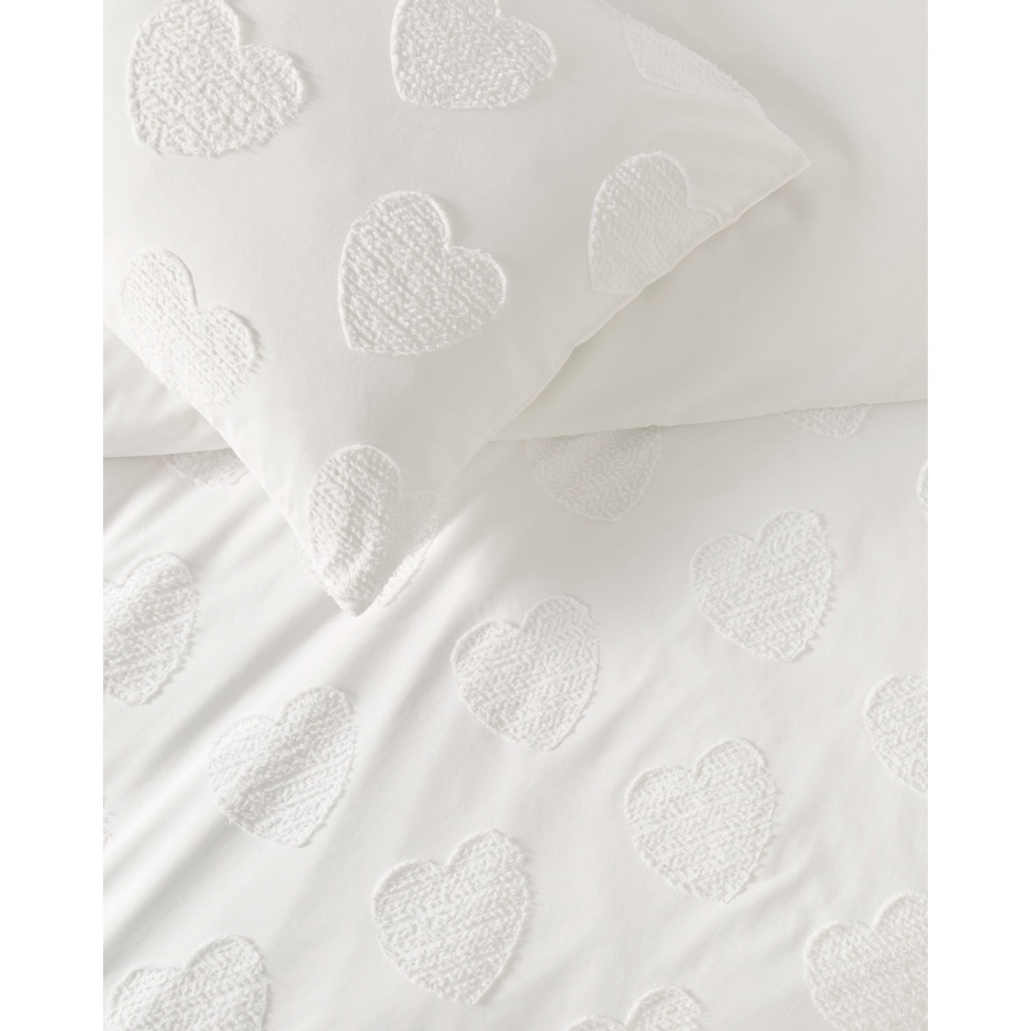 White heart tufted microfiber duvet set king size, UK version