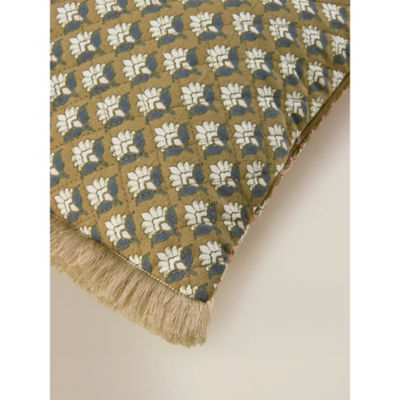 George Home multicolour Indian block print cushion 55x30cm (British brand)