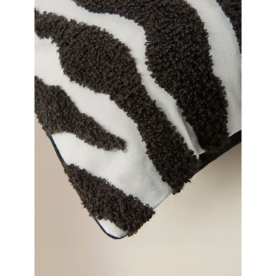 George Home black zebra striped tufted cushion 45x45cm, imported from the UK