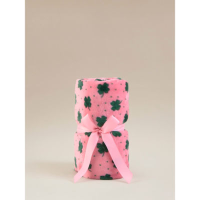 George Home supersoft clover throw pink green (British brand)