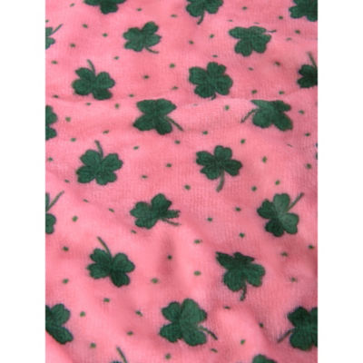 George Home supersoft clover throw pink green (British brand)
