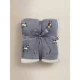 George Home grey sherpa throw blanket with dog design (British brand)