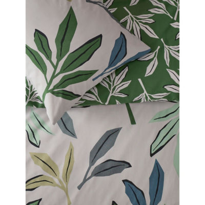 George Home reversible duvet set with green leaves - British product