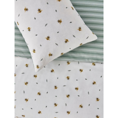 George Home white spring bee print duvet set double - British product