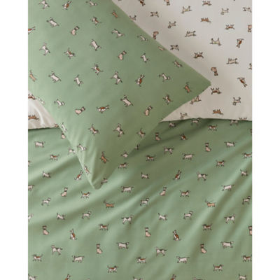George Home green microfiber dogs duvet set double - British product