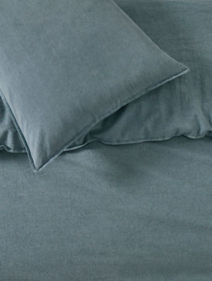 George Home washed cotton slate blue double king bedding, UK version