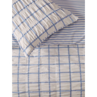 George Home box check seersucker duvet set king - British product