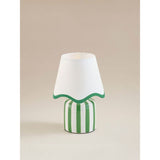 George Home green and white stripe battery scallop shade lamp, UK version