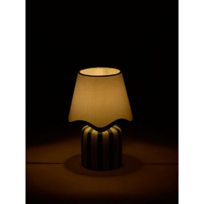 George Home green and white stripe battery scallop shade lamp, UK version